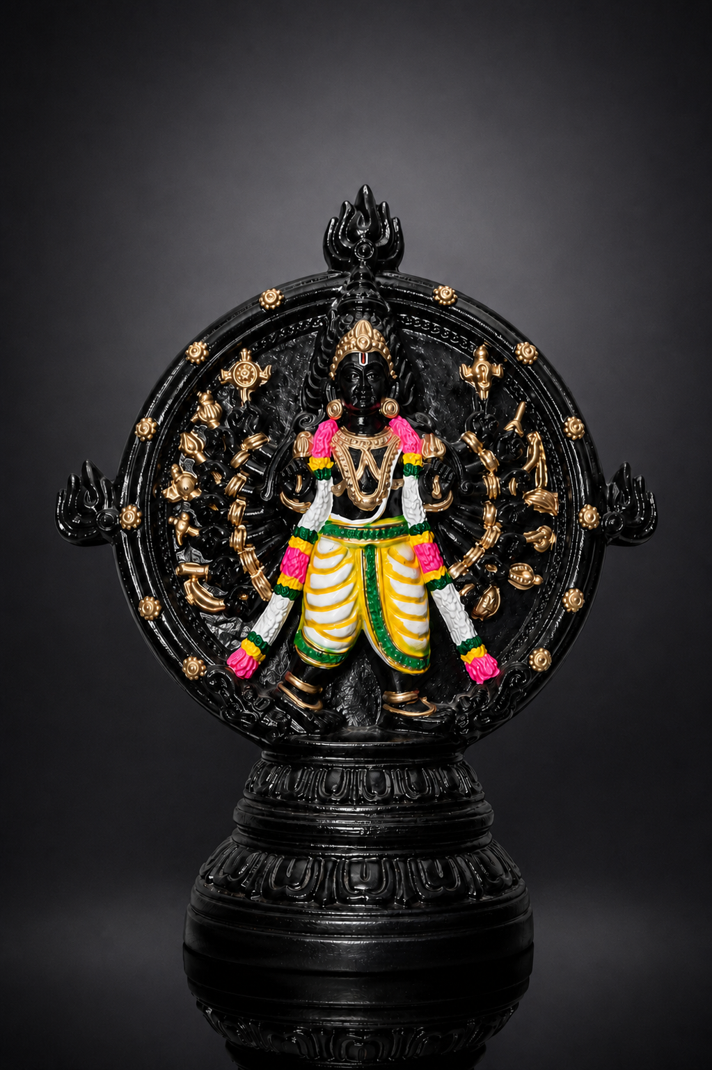 Chakrathalwar Front — hand-painted Golu doll